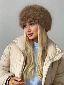 1Pc Women Faux Fur Headband With Elastic Band Ear Warmer Earmuff For Cold Weather