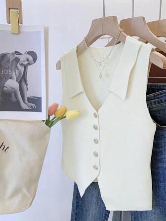 1件女士针织仿领，黑色、白色、米色、红色、黄色