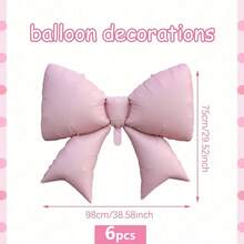 2pcs Pink Bow Shape Balloons, Matte Light Pink Bow Foil Balloons For Bow Decor, Birthday, Valentine's Day, Family Birthday Party, Wedding, Photo Shoot Decor, Princess Birthday Party Decoration, Bridal Shower, Bachelorette Party Decor, Outdoor Photoshoot Decor, Anniversary, Mother's Day, Tea Party, Pink & Black Mouse Theme Party