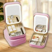 A Compact LED Makeup Mirror Box For Women On Christmas, With A Jewelry Storage Makeup Bag, Adjustable Brightness, Three Light Modes, Easy To Carry, Suitable As Travel Accessories For Traveling Around The World, Daily Essential, Makeup Storage, Cheap Women's Products, Makeup Care, Makeup Storage Box, A Fashionable Item For Mini Parties. - Multicolor - View 4