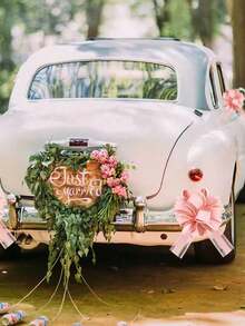 婚车装饰蝴蝶结，粉色/白色/红色婚车车门装饰，婚礼装饰丝带，楼梯装饰丝带，把手装饰，婚礼礼物装饰蝴蝶结，适用于婚礼桌椅装饰、礼物装饰、包装盒或鲜花装饰、周年纪念礼物装饰 - 彩色 - 查看 4