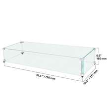 Protector de viento de vidrio para mesa de fogata rectangular de 31 x 12,5 x 6,5 pulgadas, panel de vidrio templado resistente de 0,31 pulgadas de espesor con soporte de esquina de aluminio duro y patas de goma, fácil de ensamblar - Rectángulo 31*12*6 pulgadas - Ver 10