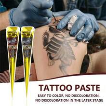 海娜纹身膏，棕黑色临时海娜纹身膏，半永久海娜纹身膏，防水身体海娜纹身膏 - 彩色 - 查看 4