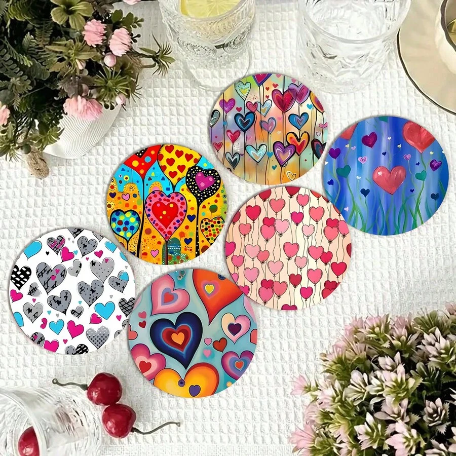 1 Set/6 pezzi Sottobicchieri in legno stile carino per bambini, set di sottobicchieri in legno, tappetini isolanti per il calore, adatti per bar, riunioni domestiche, caffè, ufficio e varie occasioni, regalo di inaugurazione della casa