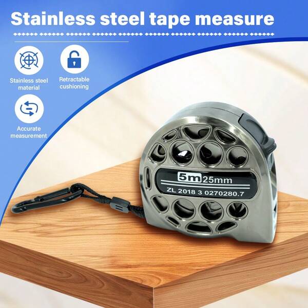 Fita métrica retrátil métrica (1 unidade) - Durável, resistente à corrosão, design vazado, tamanhos 3m x 16mm/5m x 19mm/5m x 25mm, visor digital, precisão de 0,01", resistente a riscos, compacta e portátil, adequada para trabalhos em madeira e artesanato, ideal para profissionais e entusiastas do faça-você-mesmo.