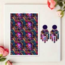 1 件华丽抽象油画系列图案软陶瓷耳环水转印纸彩绘豹纹手工粘土一次性水溶性贴纸 - 彩色 - 查看 18