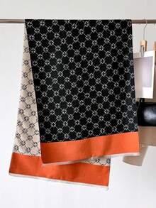 1 st damhalsduk/sjal för höst/vinter, dubbelsidig i blommig jacquard av fuskcashmere, varm, lämplig för dagligt bruk - Multifärgad - Visa 2