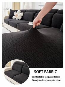 1pc Plush Velvet Sofa Seat Cushion Cover, Waterproof Anti-Slip Slipcover, Soft Skin-Friendly Modern Style, Pet Scratch Resistant, Suitable For L-Shaped Sofa And 1/2/3/4 Seater Sofa, All Season (Sold Individually) - Black - View 10