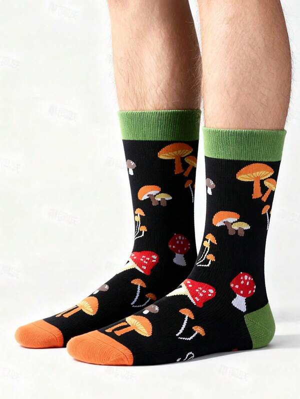 1 Paar "Die Pilze rufen und ich muss gehen" Neuheits-Socken, lustige Pilz-Muster Crew-Socken für Naturliebhaber, einzigartiges Geschenk für Mykologen & Outdoor-Enthusiasten