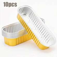 10 件适用于空气炸锅的厚铝箔烤盘 - 带手柄的矩形烤箱和煎锅，非常适合家庭烹饪、露营、派对和生日装饰，空气炸锅配件 - 彩色 - 查看 12