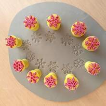 10pcs Snowflake Stamps, Christmas Pottery Clay Seals For DIY Projects, Perfect Christmas And Birthday Gift Ideas – Festive Craft Supplies, Holiday Crafts, Creative Projects, Artistic Seals, Snowflake Design