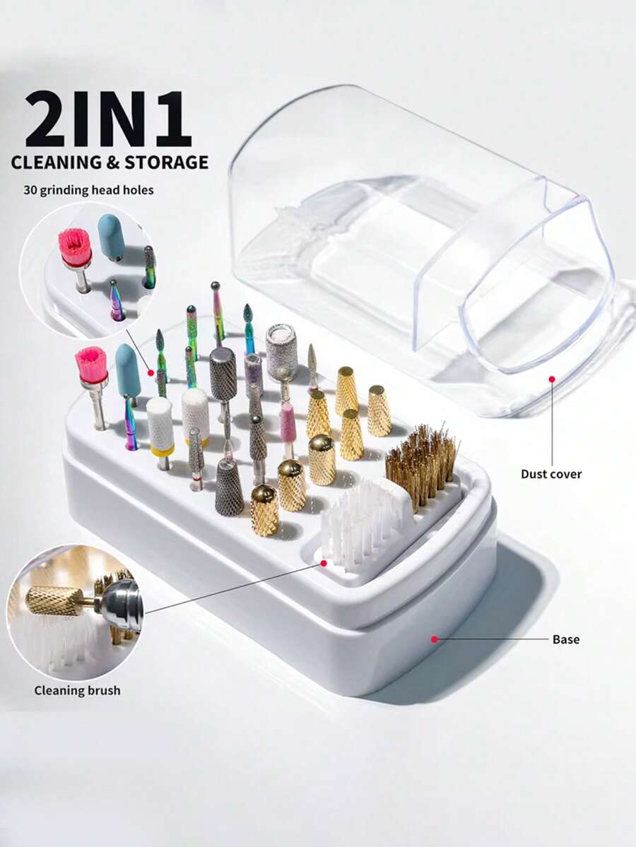 30孔美甲钻头收纳盒抛光磨头钻头架展示架美甲钻头收纳盒美甲架 - 彩色 - 查看 1