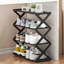 4-Tier X-Type Metal Shoe Rack, Durable & Sturdy Shoe Storage Organizer, Space-Saving Shoe Shelf, Tool-Free Assembly, Adjustable Height, Industrial Style, Stackable, Suitable For Entryway, Closet And Garage | Multi-Purpose Shoe Rack For Boots, Sneakers, High Heels And Various Shoes - Multicolor - View 12