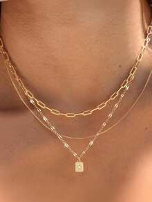 3 قطع طقم قلادة للنساء، قلادات عالقة مربعة أنيقة وعتيقة الطراز، مناسبة للاستخدام اليومي، العطلات، المواعيد، الزفاف، العمل، مرصعة بالزركونيا المكعبة، رائعة كهدية لعيد الميلاد، هالوين، للصديقة، العائلة