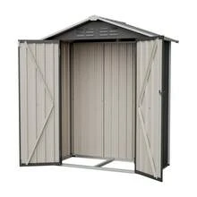 Gartenhaus aus Metall 142x185 cm mit Belüftung & Metallfundament | Abschließbarer Geräteschuppen, Witterungsbeständig | Für Gartengeräte, Grau