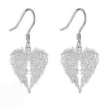 Stylish Angel Wings Heart-Shaped Pendant Earrings - 1 Pair Of Elegant Jewelry For Holiday, Christmas, Valentine's Day & Mother's Day Gifts - Silver - View 2