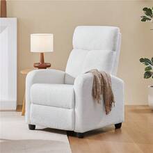 Butterslay 1pc Modern Reclining Boucle Chair Upholstered Single Sofa With Pocket Springs Recliner Chair For Living Room, Bedroom, Office - 白色 - 查看 7