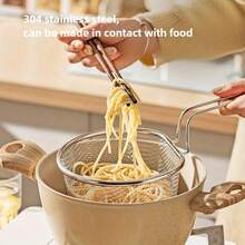 304 Stainless Steel Colander Strainer, Kitchen Oil Frying Noodle Draining Blanching Filtering Net, Hot Pot Spicy Soup Strainer Ladle - Silver - View 10