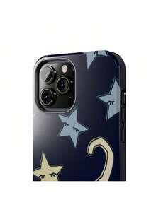 Cat And Stars Phone Case Cute Animal Celestial Dreams Night Girly Hand-Drawn For IPhone Pro Max 16 15 14 13 12Suitable For IPhone 17 Air - Trắng 1 - Xem 4