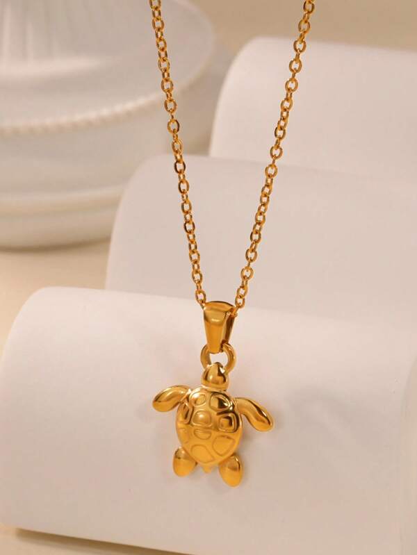 1PC Punk Turtle Necklace Necklaces For Women 18K Gold Plated Stainless Steel Turtle Pendant Necklace Party Wedding Christmas Animal Jewelry Gift