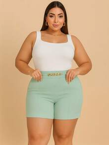 Women's Plus Size Chain Shorts New Spring Summer - Mint Green - View 1