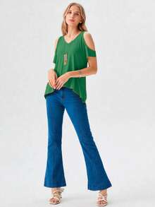 Women Blouses - Hunter Green - View 2