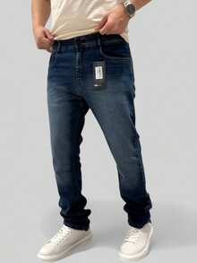 Men's Casual Traditional Straight Denim Elastane Lycra Jeans - Quần jean xanh - Xem 3