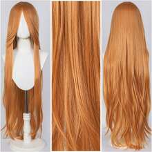 YEWELL 40-Inch Wig, Available In Gold, Red, Pink, Black, White, Gray, Ginger, Extra Long Straight With Bangs, Suitable For Women, Made Of Heat-Resistant Synthetic Fiber, Ombre Wig, Cosplay Wig, Colorful Wig For Party, Halloween, Christmas, Alipearl Wig, Affordable Wig