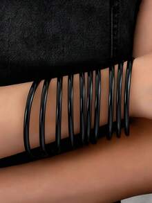 4pcs Thin Metallic Glossy Bangle Bracelets, Suitable For Holiday Parties, Dance Parties And Dates, Elegant Gift For Girlfriend