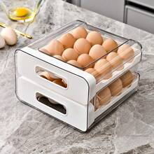 Egg Holder For Fridge 32 Eggs Container Holders Dispenser For Refrigerator, 2 Tier Clear Stackable Holder Tray With Drawer - [Trắng ngọc trai - Hai lớp] - Cơ bản - Xem 4
