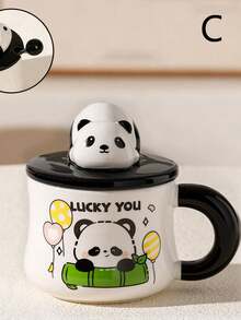 Super life 1pc Cute Panda Pattern Ceramic Coffee Mug - Washable Tea Cup, Gift For Panda Lovers - Multicolor - View 13