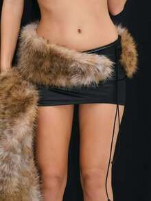 1pc Fashionable Jazz Dance Soft Faux Fur Waist Belt With Tie