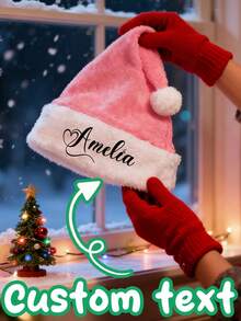 Personalized Santa Holiday Hat Adult, Pink Neutral Style Thickness Velvet Warm And Comfortable New Year's Holiday Party, Red Plush Edge Christmas Hat For Adults, Non-Woven Fabric Hat, Santa Hat Holiday For Adults Unisex Velvet Comfort Extra Thicken Fur Xmas Hat For New Year Festive Party, Xmas Holiday Hat For Adults, Touch Soft And Comfortable Velvet Thickened Santa Hats For Christmas New Year Holiday Party Supplies,Christmas Gift Supplies