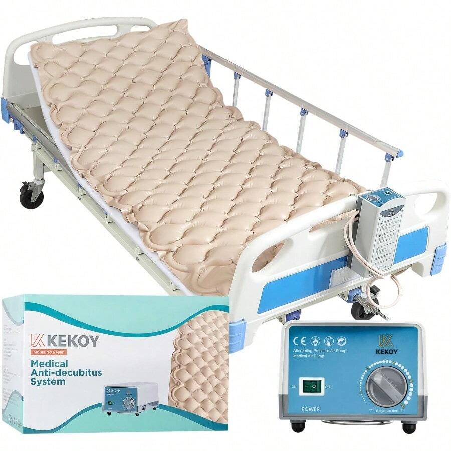 Alternating Air Pressure Mattress Pad For Bed Sore Prevention In Home And Medical Settings Hospital-Grade Mattress Topper With Whisper-Quiet Pump Waterproof And Heat Resistant Ulcer Cushion Pad Ideal For Long-Term Care And Mobility-Impaired Individuals 75 X 35 Beige - 75x35 - View 1