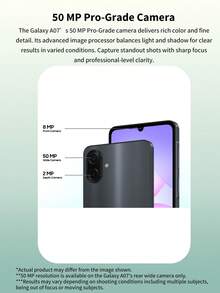 Samsung Galaxy A07 解锁安卓手机：6.7 英寸 HD+ 90Hz 流畅显示屏 | 50MP 专业摄像头 | 5000mAh 长效电池 | IP54 | 6 个操作系统升级 | 选择存储（64GB/128GB）和 RAM（4GB/6GB）和颜色（黑色/绿色/紫色）| 双 SIM 卡 | 全球版本 - 黑色 - 查看 7