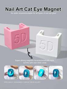 5D Automatic Magnetic Cat Eye Nail Art Tool, Easy For Beginners, Super Strong Magnet, Quickly Attracts Cat Eye Effect, Wide Beam French Manicure Tool, Powerful Magnet For Nail Polish Gel