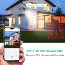4K Security Cameras Wireless Outdoor, 5G/2.4G WiFi CCTV Cameras For Home Security Solar Power With Dual Lens,Battery Powered PIR Motion Detection,Color Night Vision,2-Way Audio,IP65 Waterproof,No Subscription Fee - 黑色 - 查看 6