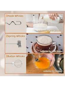 Mini Cordless Milk Frother - USB Rechargeable With Travel Case For Latte Art - 白色 - 查看 7