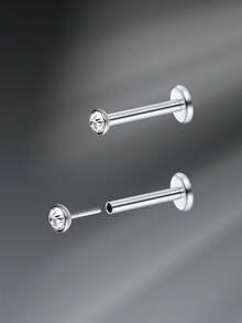 CIZME 2 khuyên xỏ môi G23 bằng titan dành cho nam nữ, khuyên xỏ môi đính đá CZ trong suốt 18G, trang sức xỏ môi, trang sức xỏ môi hàng đầu bằng đá Cubic Zirconia 2mm 2.5mm 3mm 4mm - Khuyên môi - Xem 9