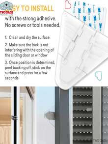 3M 1/2/3/4/6 件装儿童推拉玻璃门锁，多功能安全推拉窗锁，保护儿童和宠物安全，无需钻孔工具，加厚 ABS 材质 - 彩色 - 查看 6