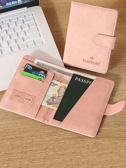 Unisex läderpassfodral för resenärer, RFID-blockerande passplånbok med bagageetikett, minimalistiskt sött passfodral, resegåva, måste-ha för flygplatsen