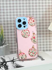 Cute Floral Bauble Pattern Phone Case For IPhone 12/13/14/15/16 Girls Women Aesthetic Protective Cover - Pink - View 1