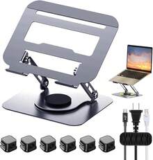 Soporte para Laptop de Acero Carbono - Base Plegable Ajustable 360 ° , Antideslizante para PC/Tabletas 10-16. Base para Laptop Cumplir Diseño Ergonómico para Postura y Enfriamiento Óptimo. (Plateado) - Plateado - Ver 13