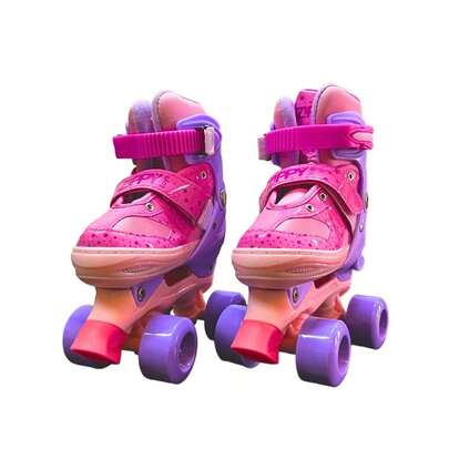 Kit Patins Ajustáveis 30–33 Rosa e Lilás Infantil