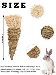 Jucării de mestecat în formă de morcovi, țesute manual, în pachete de 2, 3, 4 sau 6, potrivite pentru iepuri, hamsteri, cobai și pisici. Combinând îngrijirea dentară cu divertismentul, acestea ameliorează eficient plictiseala, promovând în același timp o mestecare sănătoasă. Ideale ca și cadouri de Crăciun sau de Halloween.