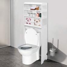 4 Tier Toilet Cabinet, Over The Toilet Storage Cabinet, 4-Layer Over Toilet Bathroom Organizer, Freestanding Bathroom Space Saver, Toilet Storage Rack For Bathroom Laundry Balcony, Easy Installation 18.9*9.06*59.06in - 白色 - 查看 4