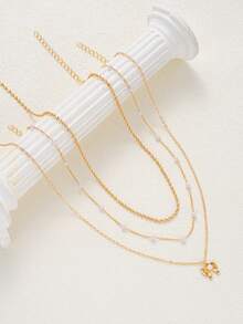 5 件 Y 形项链套装，时尚简约优雅复古设计，带蝴蝶结、水滴、心形、水钻、仿珍珠、流苏吊坠、Y 形项链，适合节日、派对、日常佩戴、礼物 - 金黃色 - 查看 7