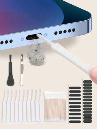 Multiple In One Charging Port Cleaning Kit For Smartphones With Dust Plug For Speaker And Earphone Holes Dust Screen And Cleaning Brushes Mobile Phone Speaker Dust Removal Cleaner Tool Kit Compatible With IPhone 15 14 13 12 11