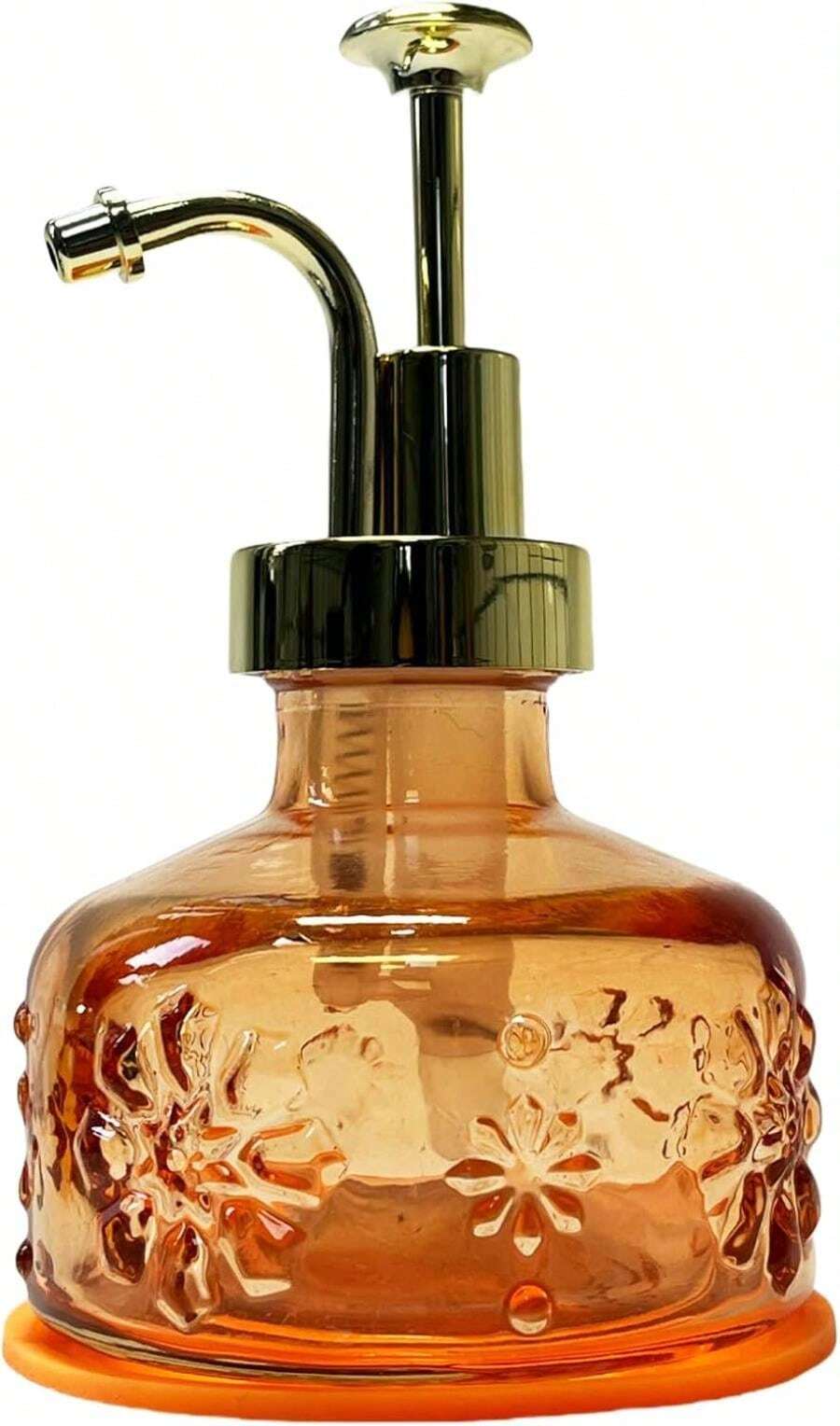 Birugen Vintage Gl Soap Dispenser - Farmhouse Style, Orange, With Pump For Bathroom &Amp; Kitchen - 橘色 - 查看 1