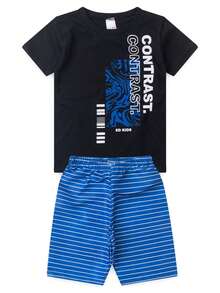 Boys' Summer Contrast Set - Black - ED KIDS - 黑色 - 查看 2